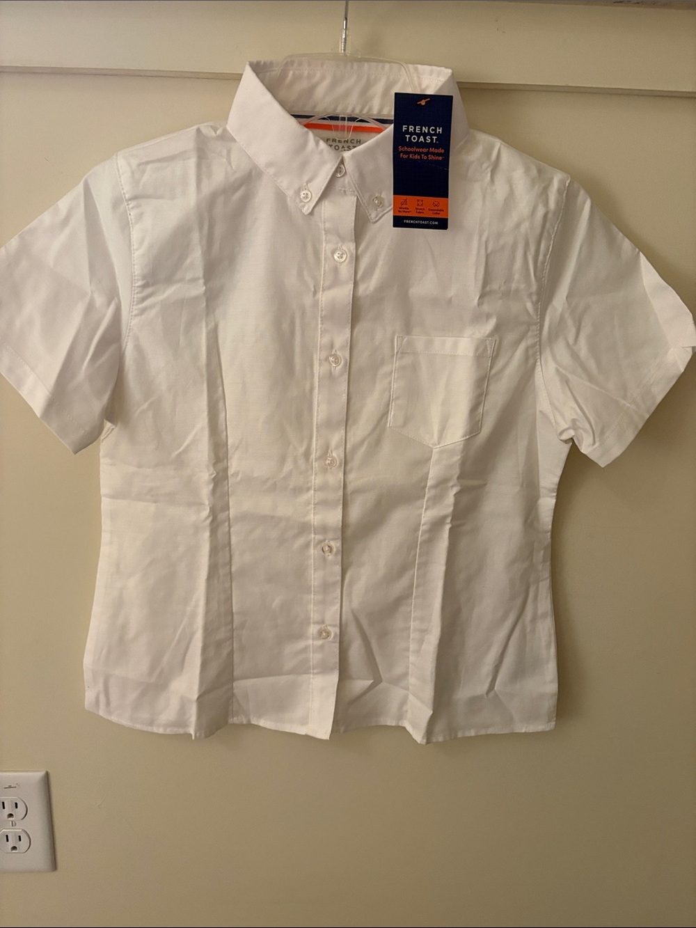 French Toast White Short-Sleeve Button-Down School Oxford Shirt Size 121/2 Plus